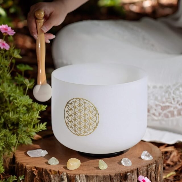 528HZ C Note 8 Inch Flower Of Life Crystal Singing Bowl